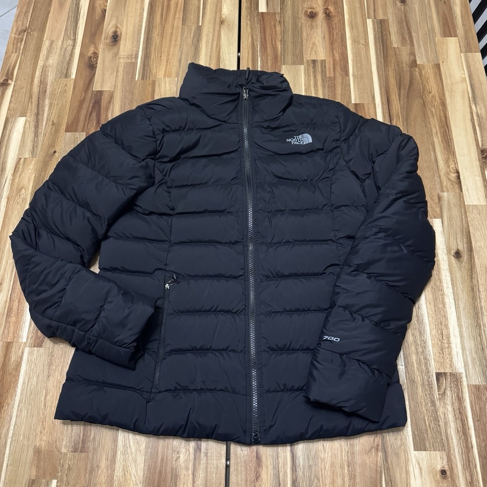 North Face Puffer Jacket Womens M Black 700 Down Quilted Full Zip Outdoor Warm